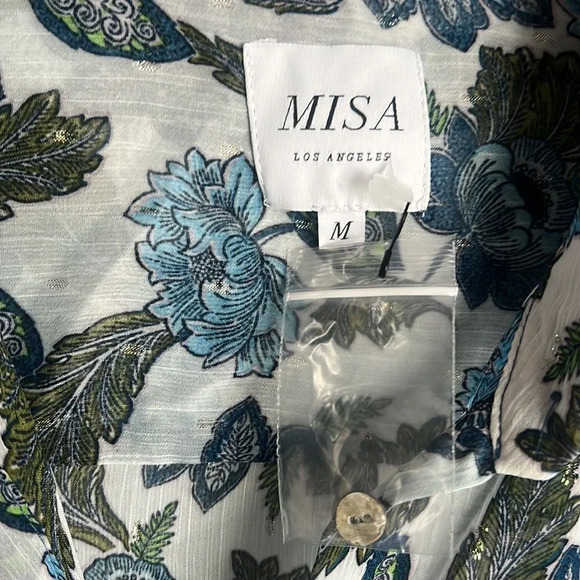 NEW MISA Los Angeles Arya Floral Bell-Sleeve Button-Front Top - Picture 7 of 14